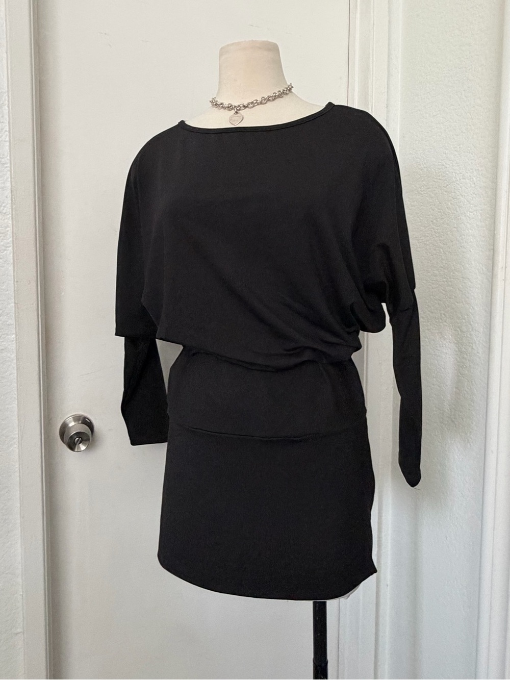 Long sleeve  Black Mini Dress